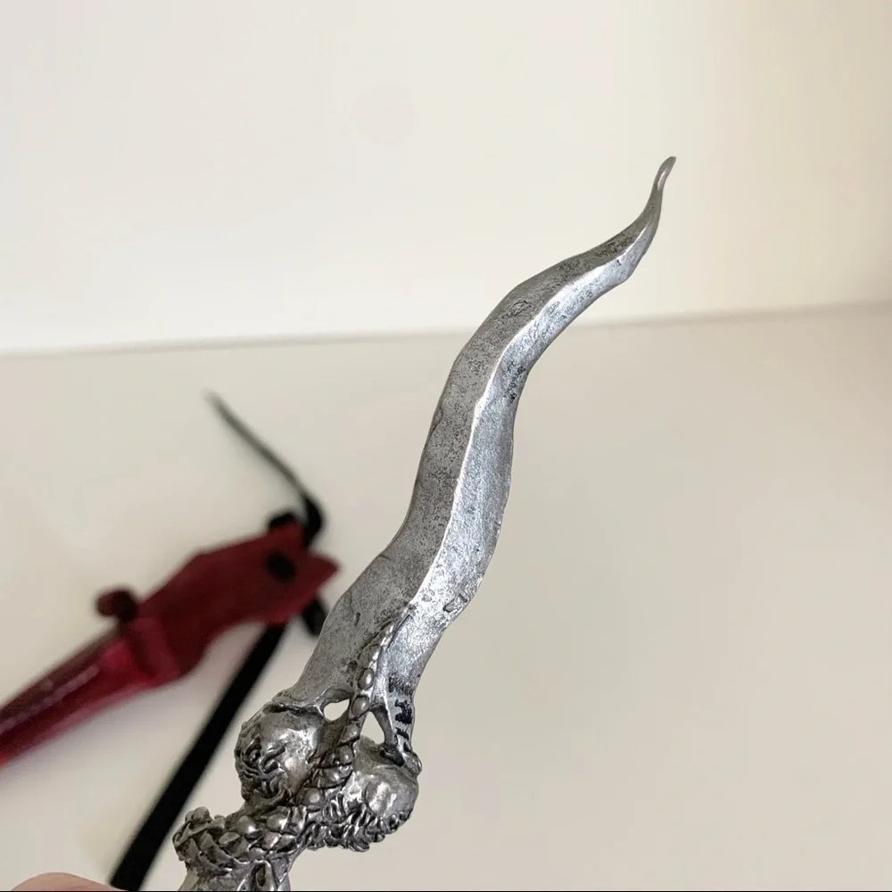 Vintage Medieval dragon letter opener in leather sheath